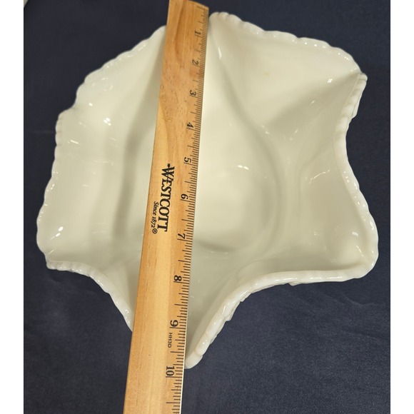 Vintage Westmoreland Bramble Milk Glass Crimped Round Bowl 10" Maple Leaf Footed - Picture 5 of 8